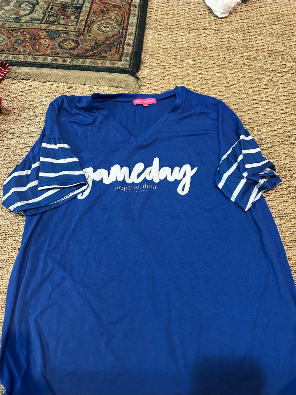 Simply Southern Royal Blue "Gameday" V-Neck Tee